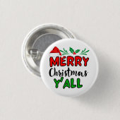 Vrolijk kerstfeest Y'all Ronde Button 3,2 Cm (Voorkant /achterkant)