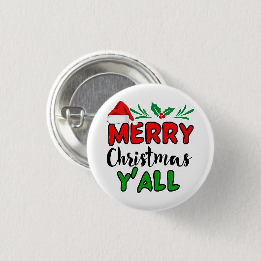 Vrolijk kerstfeest Y'all Ronde Button 3,2 Cm (Voorkant /achterkant)