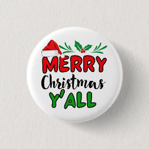 Vrolijk kerstfeest Y'all Ronde Button 3,2 Cm
