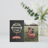 Vrolijk kerstfeest Yall Rustic Holiday Foto Briefk Feestdagenkaart (Staand voorkant)