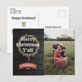 Vrolijk kerstfeest Yall Rustic Holiday Foto Briefk Feestdagenkaart (Voorkant / Achterkant)