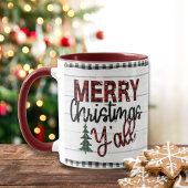 Vrolijk kerstfeest Y'all Rustic Pset Trees Feestda Mok
