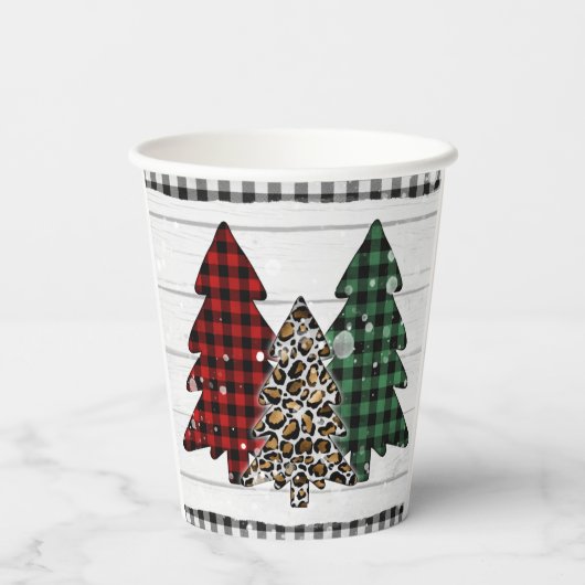 Vrolijk kerstfeest Y'all Rustic Pset Trees Feestda Papieren Bekers (Achterkant)