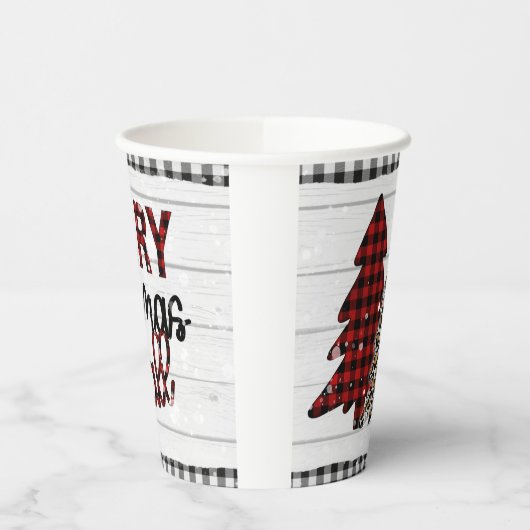 Vrolijk kerstfeest Y'all Rustic Pset Trees Feestda Papieren Bekers (Links)