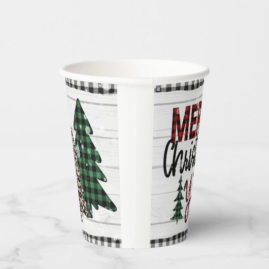 Vrolijk kerstfeest Y'all Rustic Pset Trees Feestda Papieren Bekers (Rechts)
