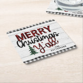 Vrolijk kerstfeest Y'all Rustic Pset Trees Name Kartonnen Onderzetters (Schuin)
