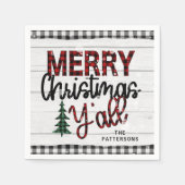 Vrolijk kerstfeest Y'all Rustic Pset Trees Name Servet (Voorkant)