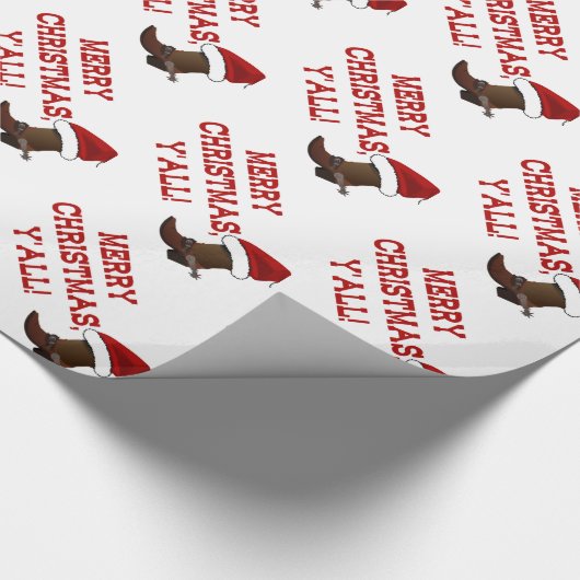 Vrolijk kerstfeest Y'all - Santa Boot (White Back) Cadeaupapier (Hoek)