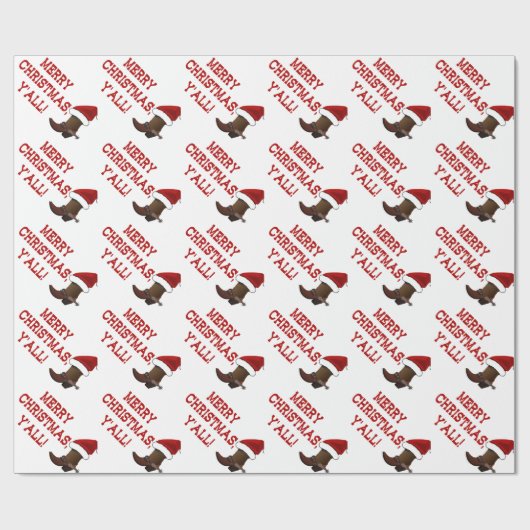 Vrolijk kerstfeest Y'all - Santa Boot (White Back) Cadeaupapier (Vlak)