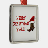 Vrolijk kerstfeest Y'all - Santa Boot (White Back) Metalen Ornament (Rechts)