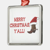 Vrolijk kerstfeest Y'all - Santa Boot (White Back) Metalen Ornament (Links)