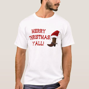 Vrolijk kerstfeest Y'all - Santa Boot (White Back) T-shirt