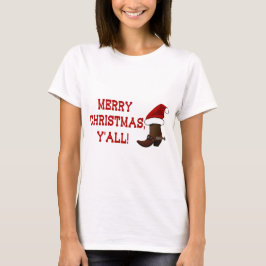 Vrolijk kerstfeest Y'all - Santa Boot (White Back) T-shirt