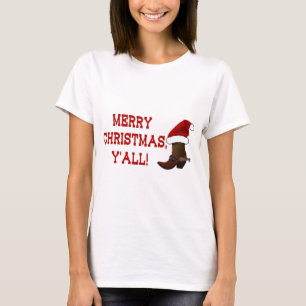 Vrolijk kerstfeest Y'all - Santa Boot (White Back) T-shirt