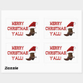 Vrolijk Kerstfeest Y'all - Santa Boot (Witte Rug) Rechthoekige Sticker (Vel)