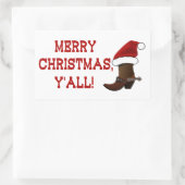 Vrolijk Kerstfeest Y'all - Santa Boot (Witte Rug) Rechthoekige Sticker (Tas)