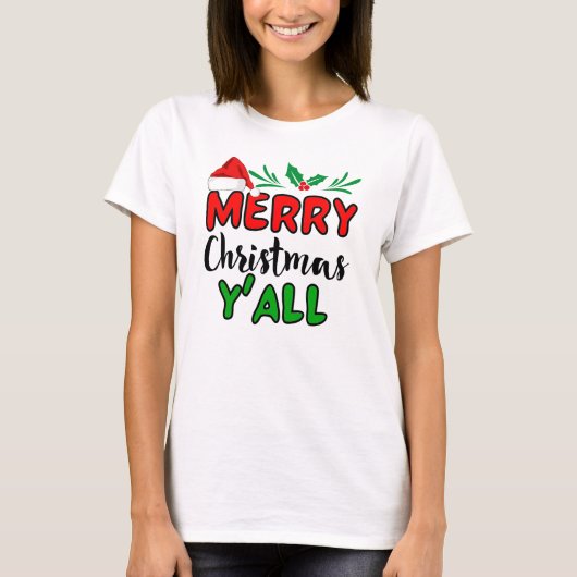Vrolijk kerstfeest Y'all T-shirt (Voorkant)