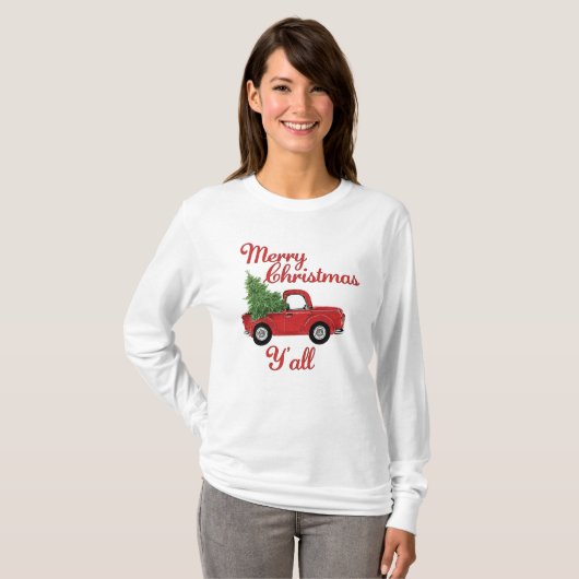 Vrolijk kerstfeest Y'all T-shirt (Voorkant volledig)