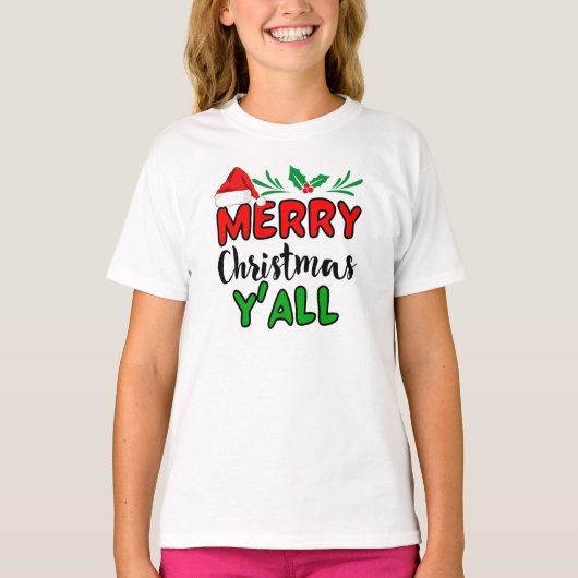 Vrolijk kerstfeest Y'all T-Shirt (Voorkant)