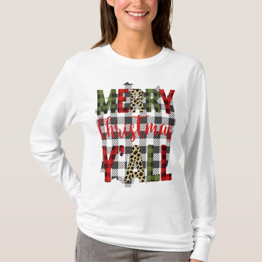 Vrolijk kerstfeest Y'all T-shirt (Voorkant)