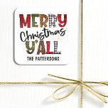 Vrolijk Kerstfeest Y'all Tartan Luipaard Print Naa Vierkante Sticker<br><div class="desc">Dit moderne kerst typografisch ontwerp heeft een feestelijke quote "Merry Christmas Y'all" in een tartan en luipaard print patroon. Gepersonaliseerd met jouw namen door het bewerken van de tekst in het tekstvak #christmas #personalized #personalizedstickers #feestdagen #christmasparty #christmasgiftwrapping #giftwrappingsupplies #partysupplies #christmasstickers #stickers #labels</div>