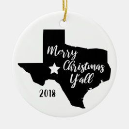 Vrolijk kerstfeest Y'all Texas kerst Keramisch Ornament