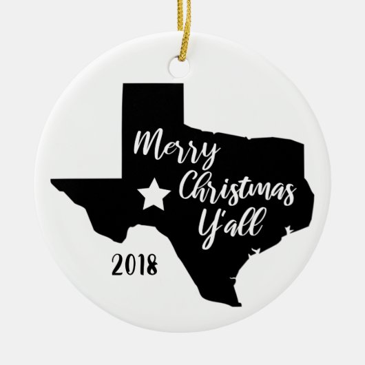 Vrolijk kerstfeest Y'all Texas kerst Keramisch Ornament (Voorkant)