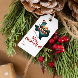 Vrolijk kerstfeest Y'all Texas State Custom Holida Cadeaulabel