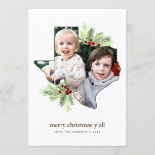Vrolijk kerstfeest Y'all Texas State Holiday Kaart