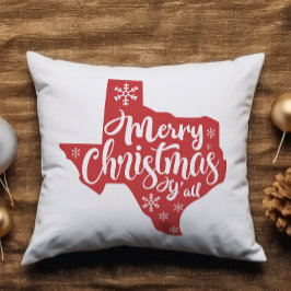 Vrolijk kerstfeest Y'all Texas State Kussen