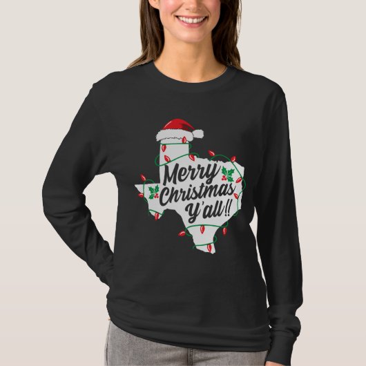Vrolijk kerstfeest Y'All Texas State Texan Family T-shirt (Voorkant)