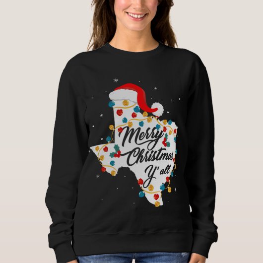 Vrolijk Kerstfeest Yall Texas State Texan Vakantie Trui (Voorkant)