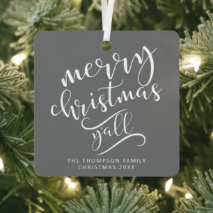 Vrolijk Kerstfeest Y'all Texas Vakantie Foto Metalen Ornament