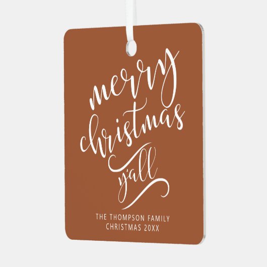 Vrolijk Kerstfeest Y'all Texas Vakantie Foto Metalen Ornament (Voorkant links)