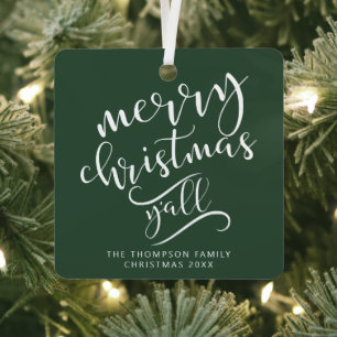 Vrolijk Kerstfeest Y'all Texas Vakantie Foto Metalen Ornament