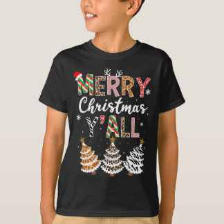 Vrolijk kerstfeest Y'all Tree Leopard Giraffe Zebr T-shirt