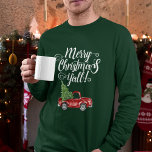 Vrolijk kerstfeest Y'all  Truck Green M T-shirt<br><div class="desc">Merry Christmas Y'all - Waterverf  rode truck met kerstboom Mannen</div>