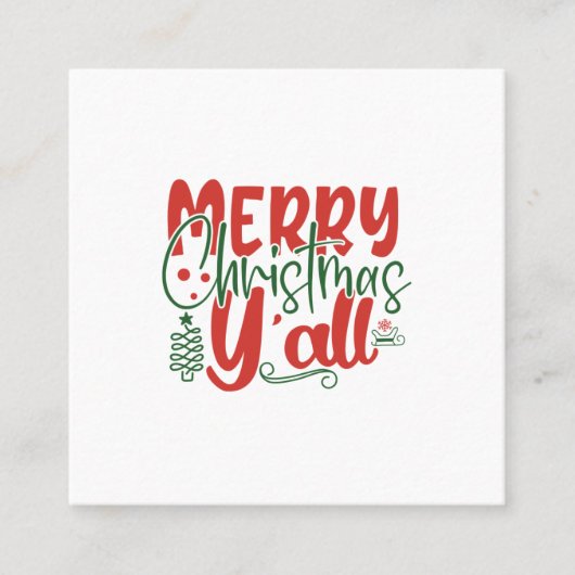 Vrolijk kerstfeest Y'all Vierkante Visitekaartje (Voorkant)