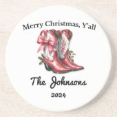Vrolijk kerstfeest Y'all Zandsteen Onderzetter (Voorkant)