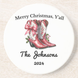 Vrolijk kerstfeest Y'all Zandsteen Onderzetter
