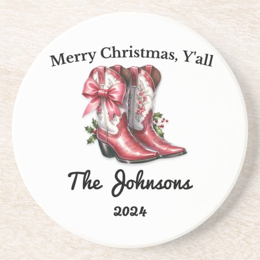 Vrolijk kerstfeest Y'all Zandsteen Onderzetter (Voorkant)
