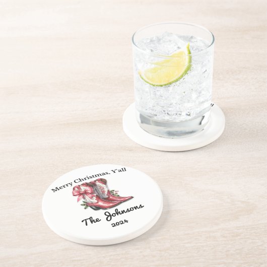 Vrolijk kerstfeest Y'all Zandsteen Onderzetter (Zijkant)