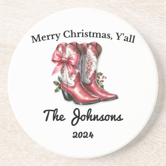 Vrolijk kerstfeest Y'all Zandsteen Onderzetter (Voorkant)