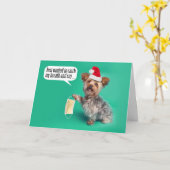 Vrolijk kerstfeest Yorkie hond met gezichtsmasker Kaart (Gele Bloem)