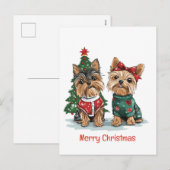 Vrolijk Kerstfeest Yorkie Honden Feestdagenkaart (Voorkant / Achterkant)