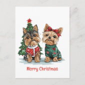 Vrolijk Kerstfeest Yorkie Honden Feestdagenkaart (Voorkant)