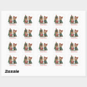 Vrolijk Kerstfeest Yorkie Honden Vierkante Sticker (Vel)
