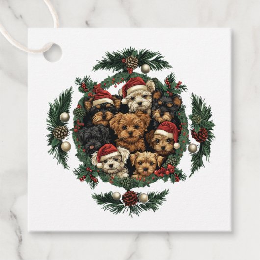 Vrolijk Kerstfeest Yorkshire Terrier Honden Bedankjes Labels (Voorkant)