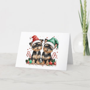 Vrolijk Kerstfeest Yorkshire Terrier Honden Feestdagen Kaart