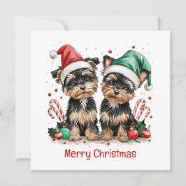 Vrolijk Kerstfeest Yorkshire Terrier Honden Feestdagenkaart